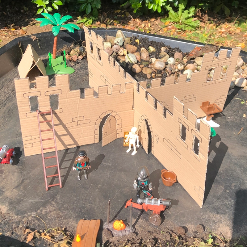 Recycled cardboard Castle for small world play