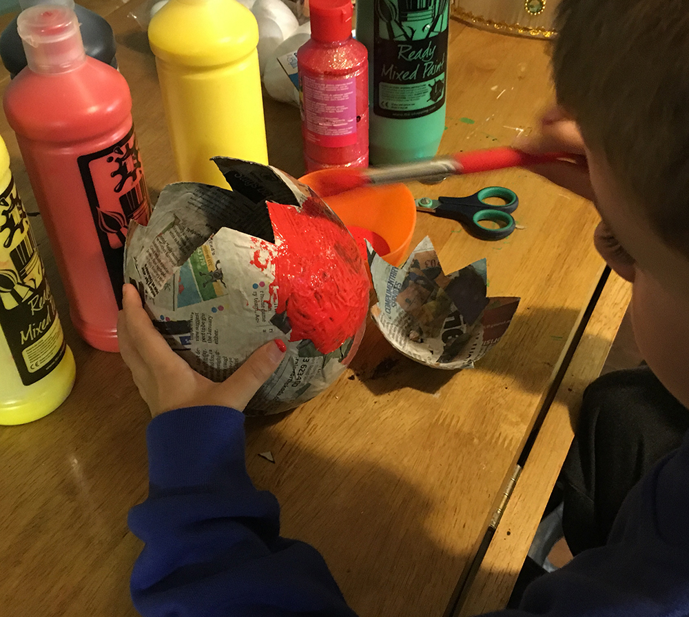 Papier Mache Dragon Egg Craft for Children