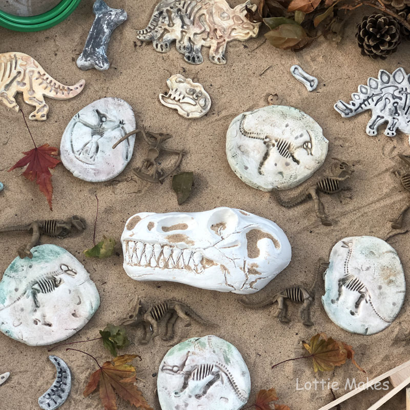 Make clay dino fossils for your play